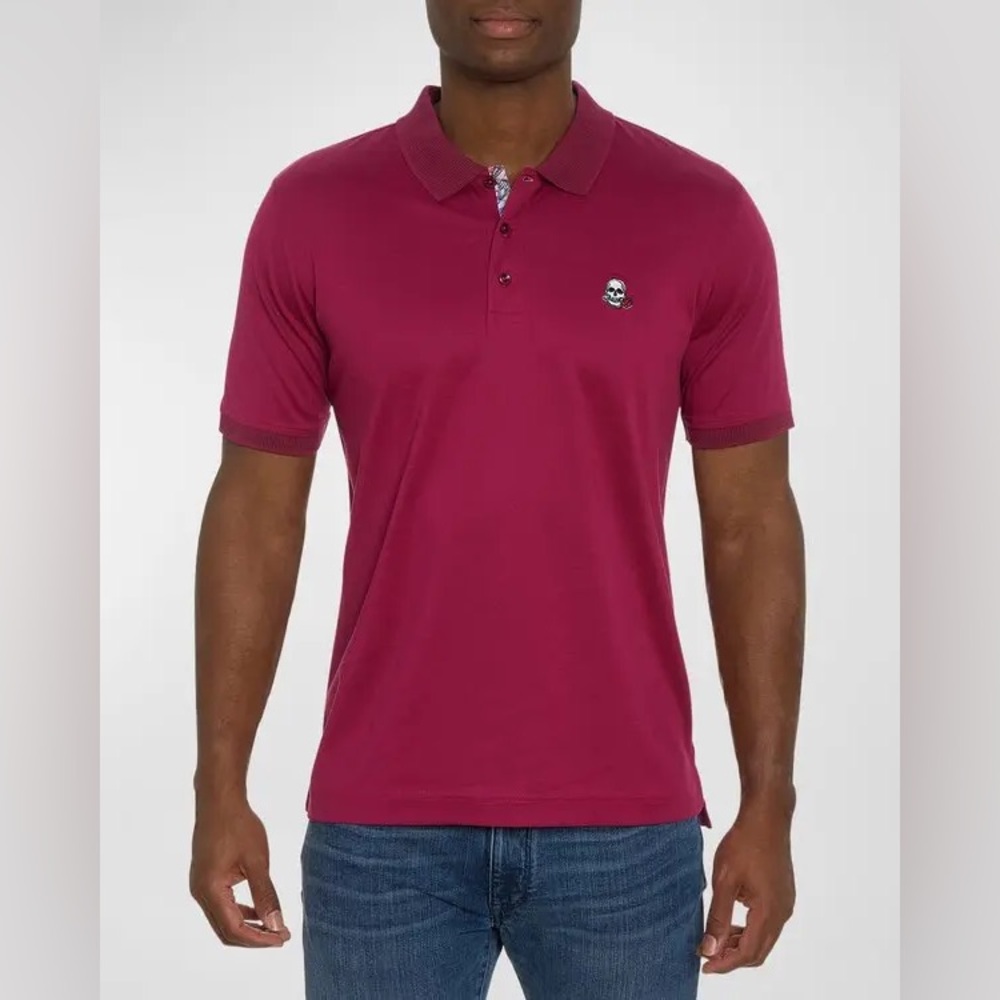 Robert Graham Archie 2 Knit Polo Men’s in Dark Raspberry Pink Size XL